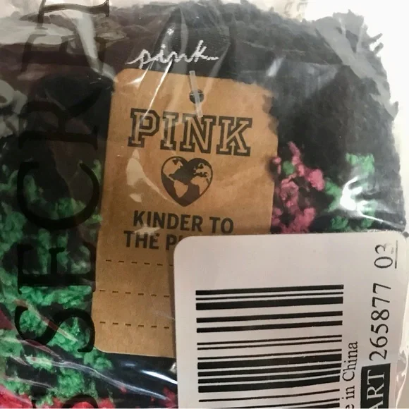 NWT VICTORIA SECRET/PINK
FUZZY MID-CALF SOCKS-2 PAIR-BLACK and MULTICOLORED - Picture 3 of 3